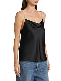 Busy Cowlneck Silk-Blend Blouse