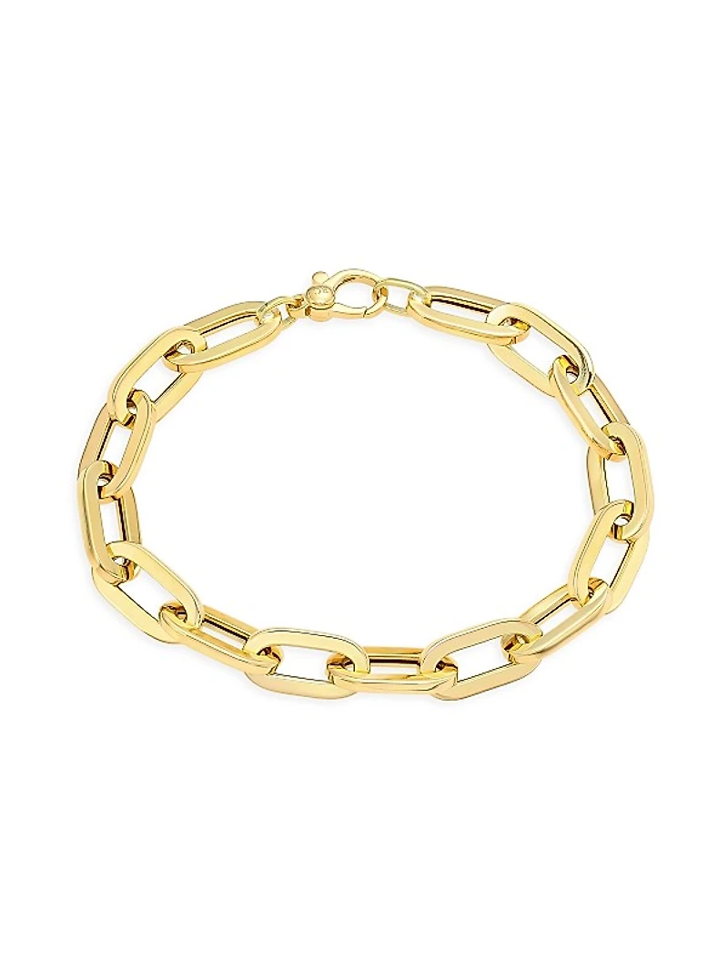 18K Yellow Gold Flat Oval-Link Chain Bracelet