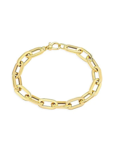 18K Yellow Gold Flat Oval-Link Chain Bracelet