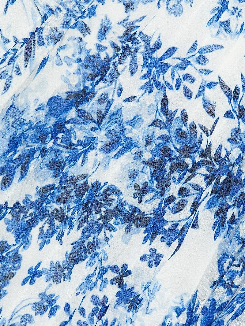 Flutter Sleeve Pleated Maxi Dress