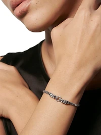 Naga Dragon Silver & Blue Sapphire Double Head Slim Chain Bracelet