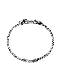 Naga Dragon Silver & Blue Sapphire Double Head Slim Chain Bracelet
