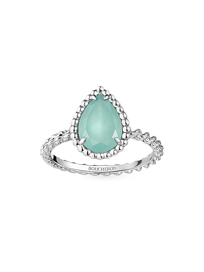 Serpent Bohème 18K White Gold & Aquaprase Small Ring