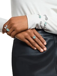 Serpent Bohème 18K White Gold & Aquaprase Small Ring