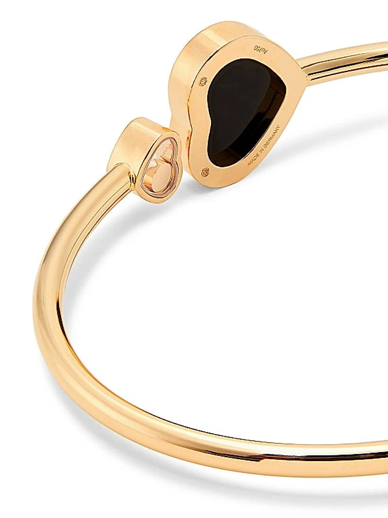Happy Diamonds Happy Hearts 18K Rose Gold, Diamond & Onyx Bangle