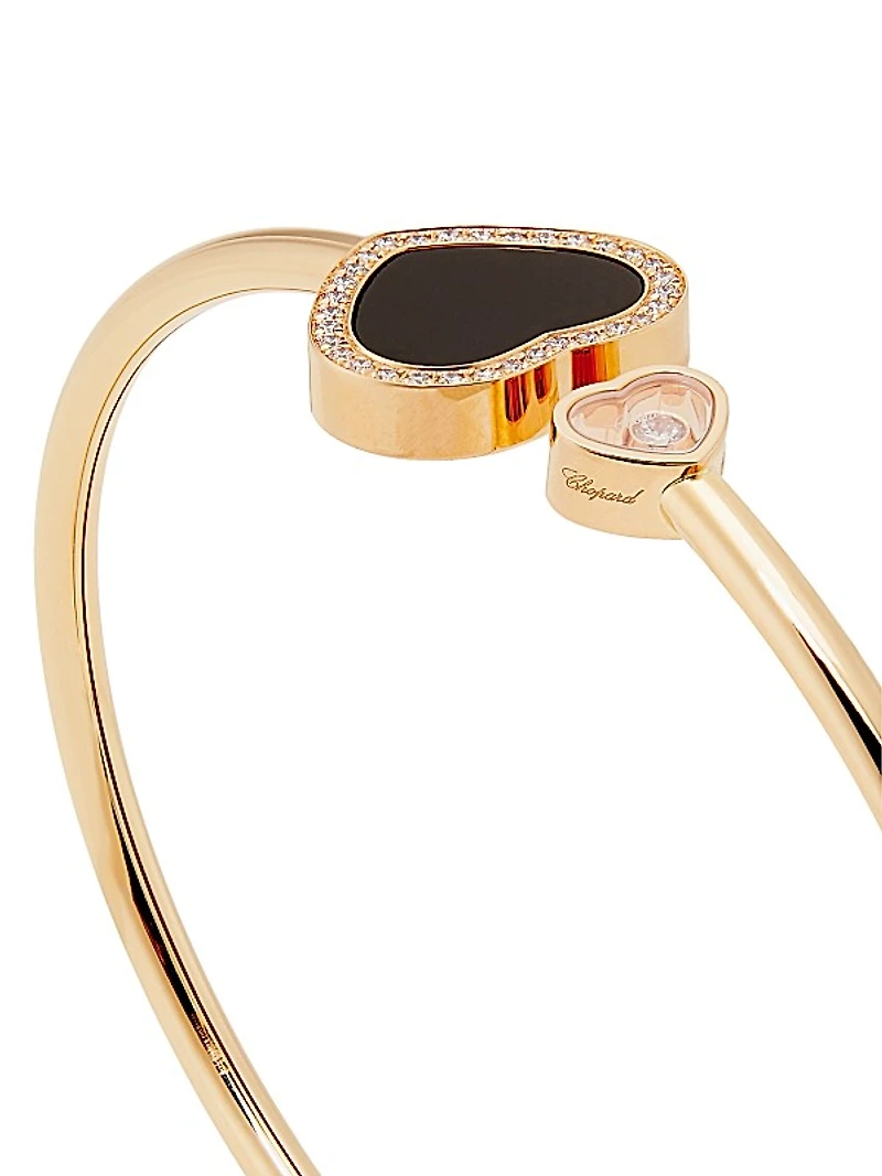 Happy Diamonds Happy Hearts 18K Rose Gold, Diamond & Onyx Bangle