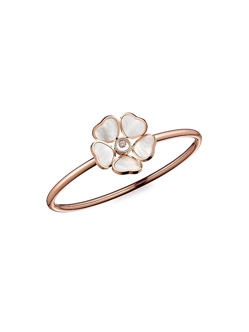 Happy Diamonds Hearts Flower 18K Rose Gold, Mother-Of-Pearl & Diamond Bangle