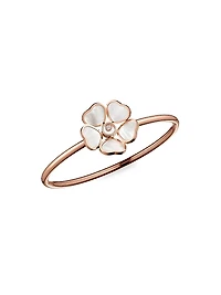 Happy Diamonds Hearts Flower 18K Rose Gold, Mother-Of-Pearl & Diamond Bangle