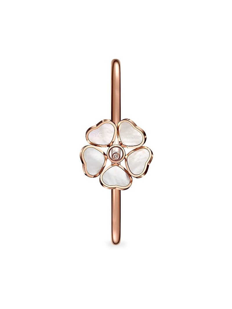 Happy Diamonds Hearts Flower 18K Rose Gold, Mother-Of-Pearl & Diamond Bangle
