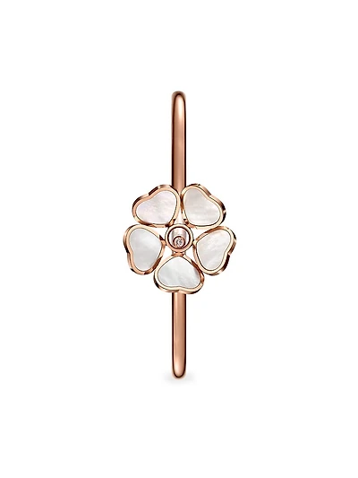 Happy Diamonds Hearts Flower 18K Rose Gold, Mother-Of-Pearl & Diamond Bangle