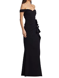 Off-The-Shoulder Sweetheart Ruffled Gown