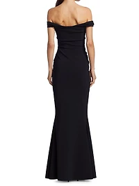 Off-The-Shoulder Sweetheart Ruffled Gown