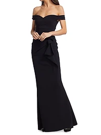 Off-The-Shoulder Sweetheart Ruffled Gown