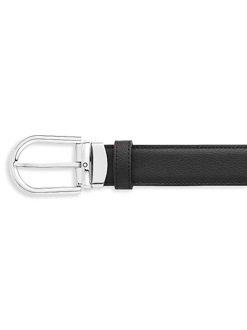 Horseshoe Buckle Cut-to-Size Reversible Leather Belt