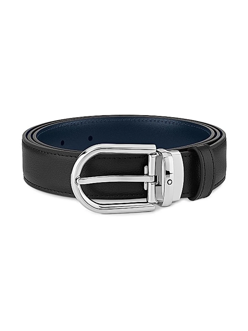 Horseshoe Buckle Cut-to-Size Reversible Leather Belt