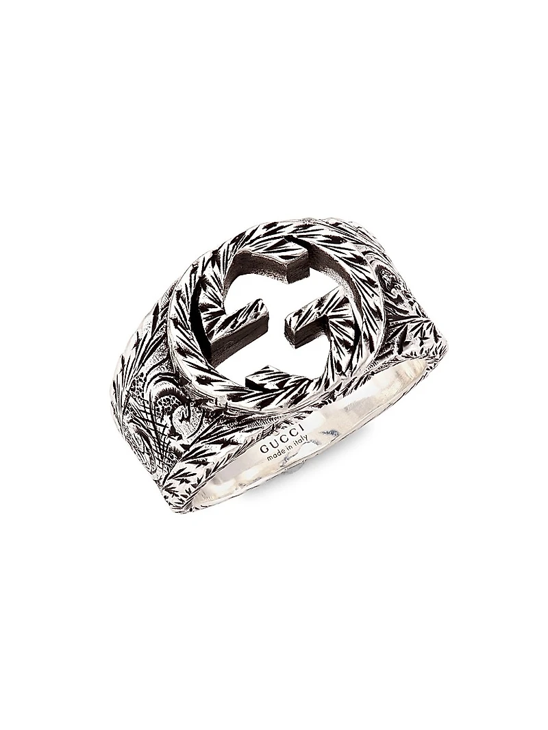 Sterling Silver Interlocking G Paisley Ring