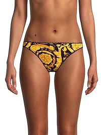 Print & Lace Trim Thong