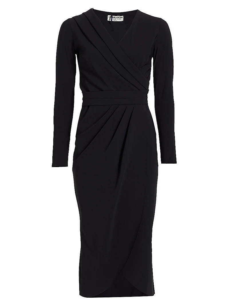Jodene Pleated Wrap Midi Dress