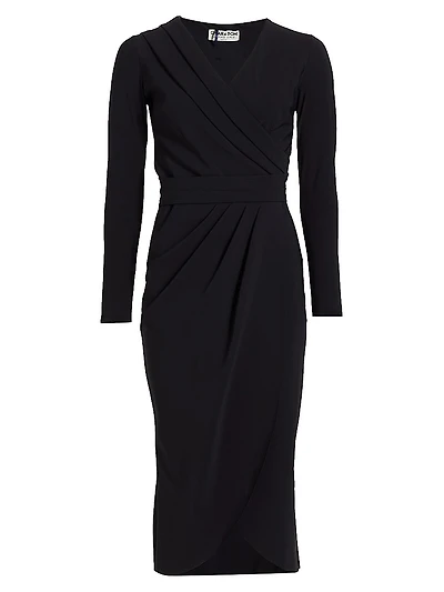 Jodene Pleated Wrap Midi Dress