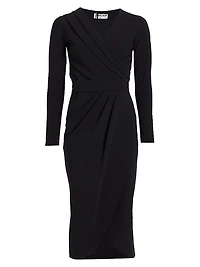 Jodene Pleated Wrap Midi Dress