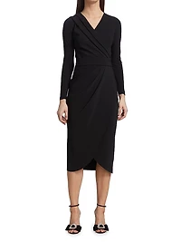 Jodene Pleated Wrap Midi Dress