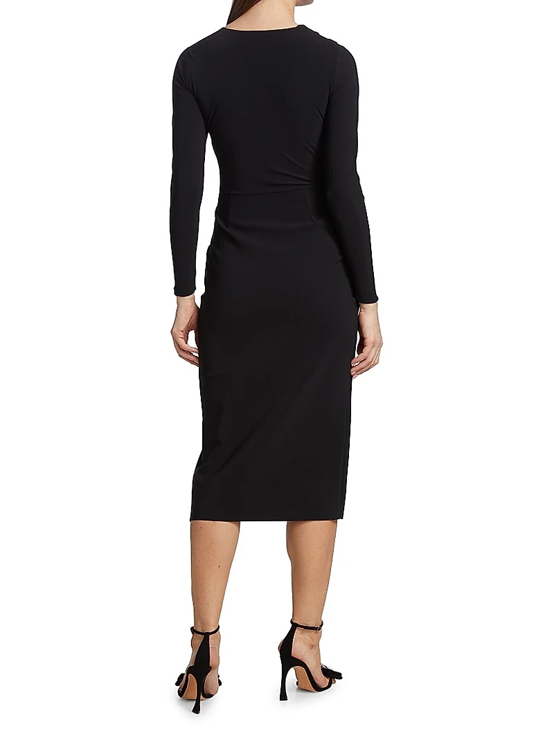 Jodene Pleated Wrap Midi Dress