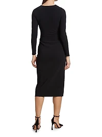 Jodene Pleated Wrap Midi Dress
