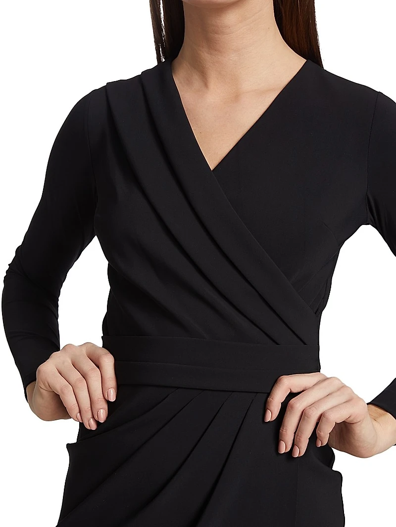Jodene Pleated Wrap Midi Dress