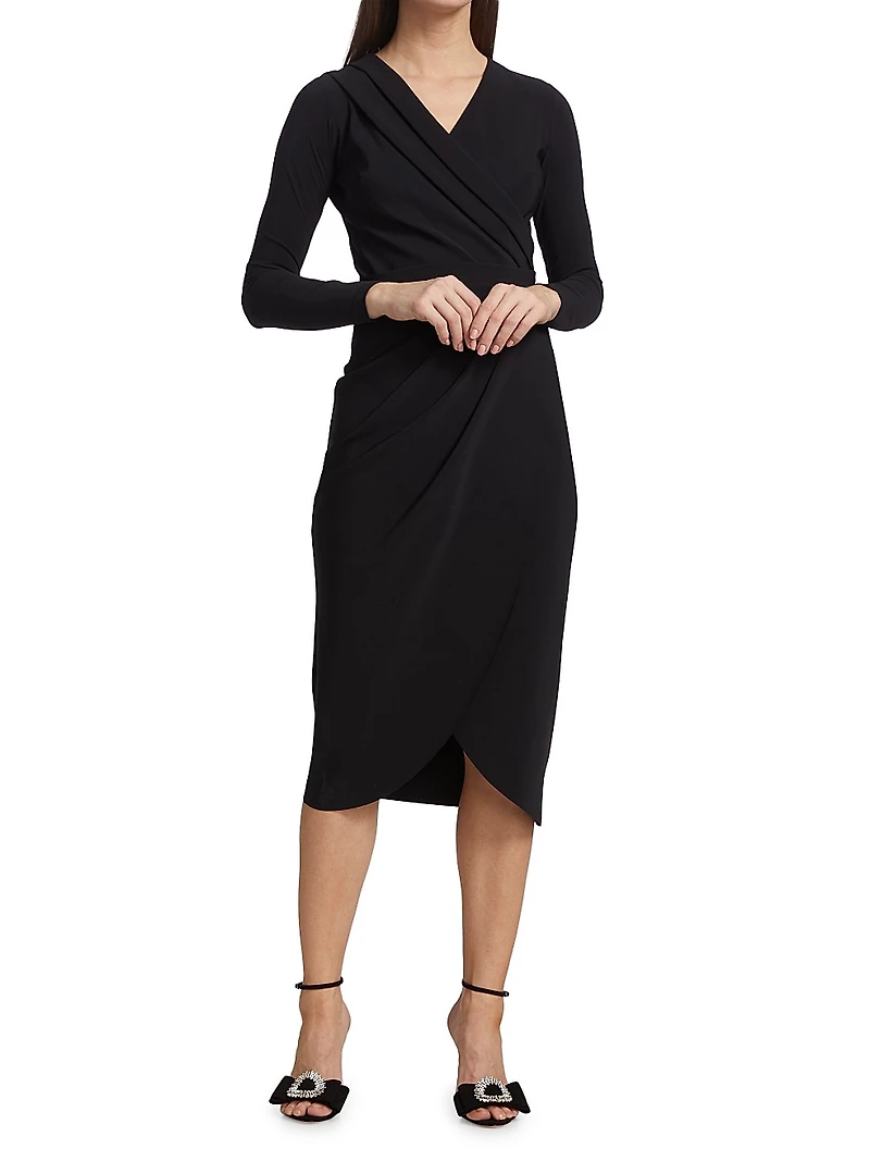 Jodene Pleated Wrap Midi Dress