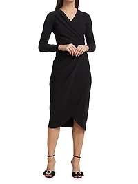 Jodene Pleated Wrap Midi Dress