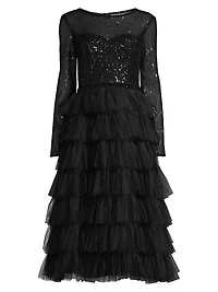 Sequined Tea-Length Dress