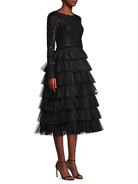 Sequined Tea-Length Dress