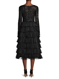 Sequined Tea-Length Dress