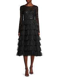 Sequined Tea-Length Dress