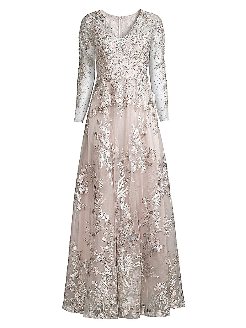Embroidered Lace Gown