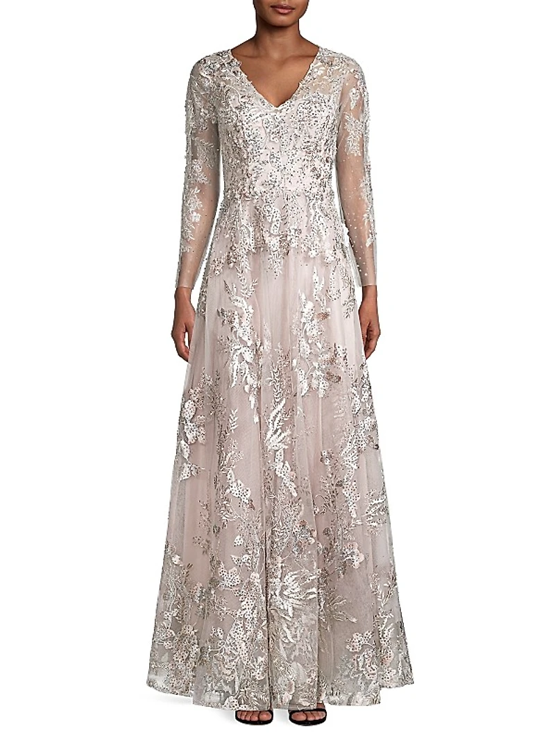 Embroidered Lace Gown
