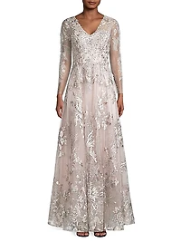 Embroidered Lace Gown