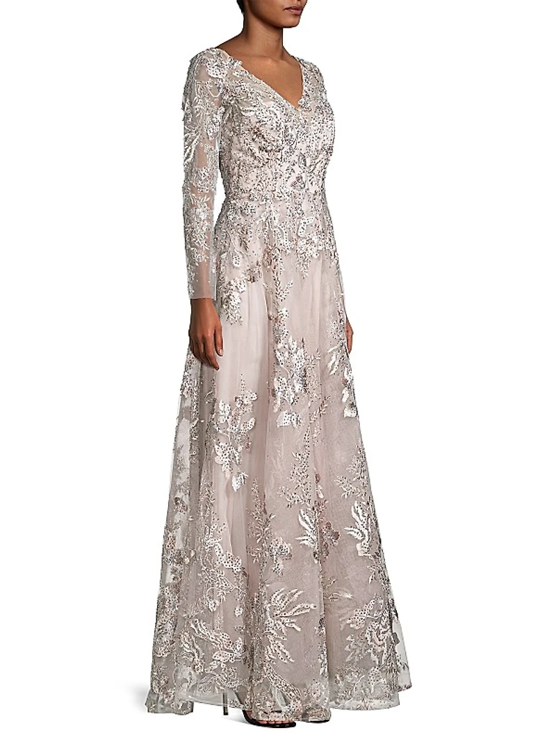 Embroidered Lace Gown