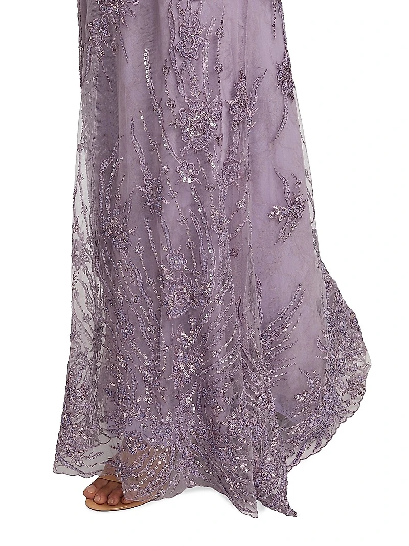 Flutter Sleeve Evening Gown