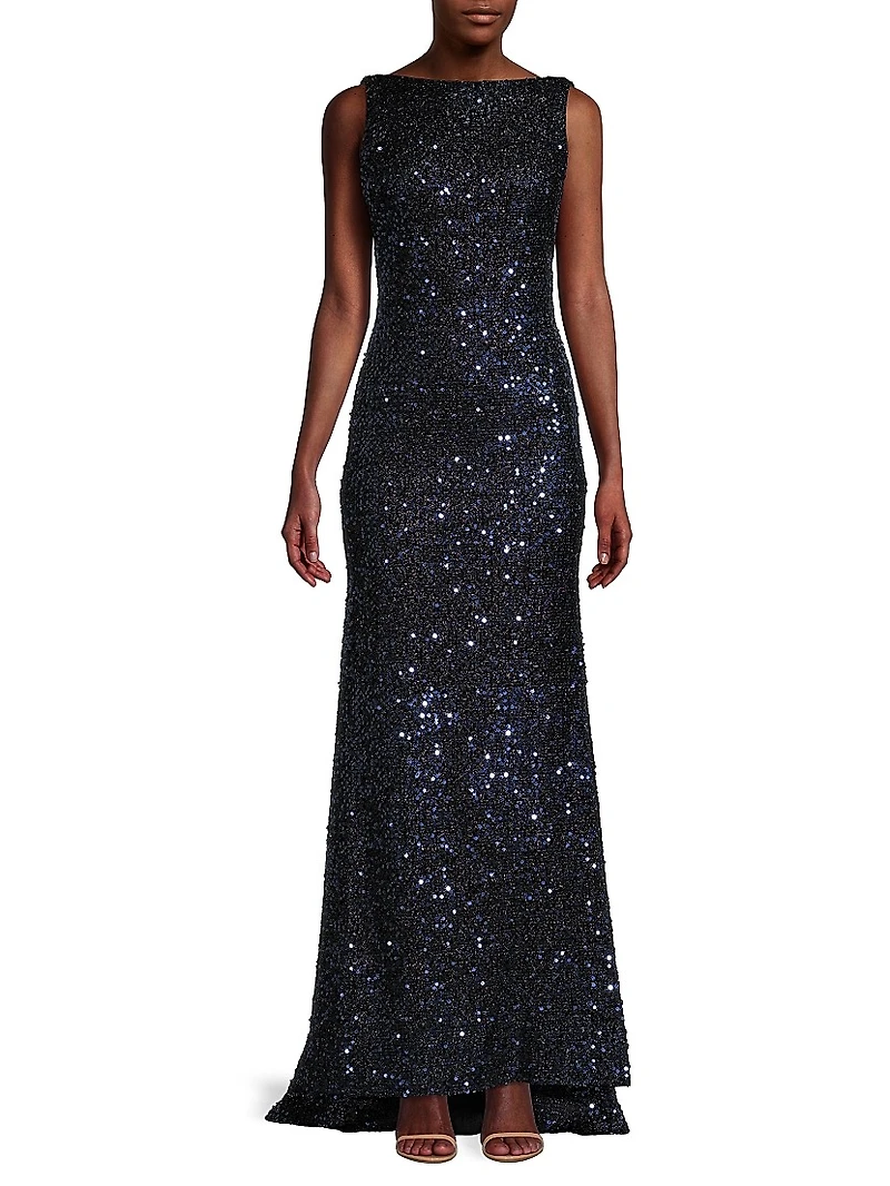 Sequin Sleeveless Sheath Gown