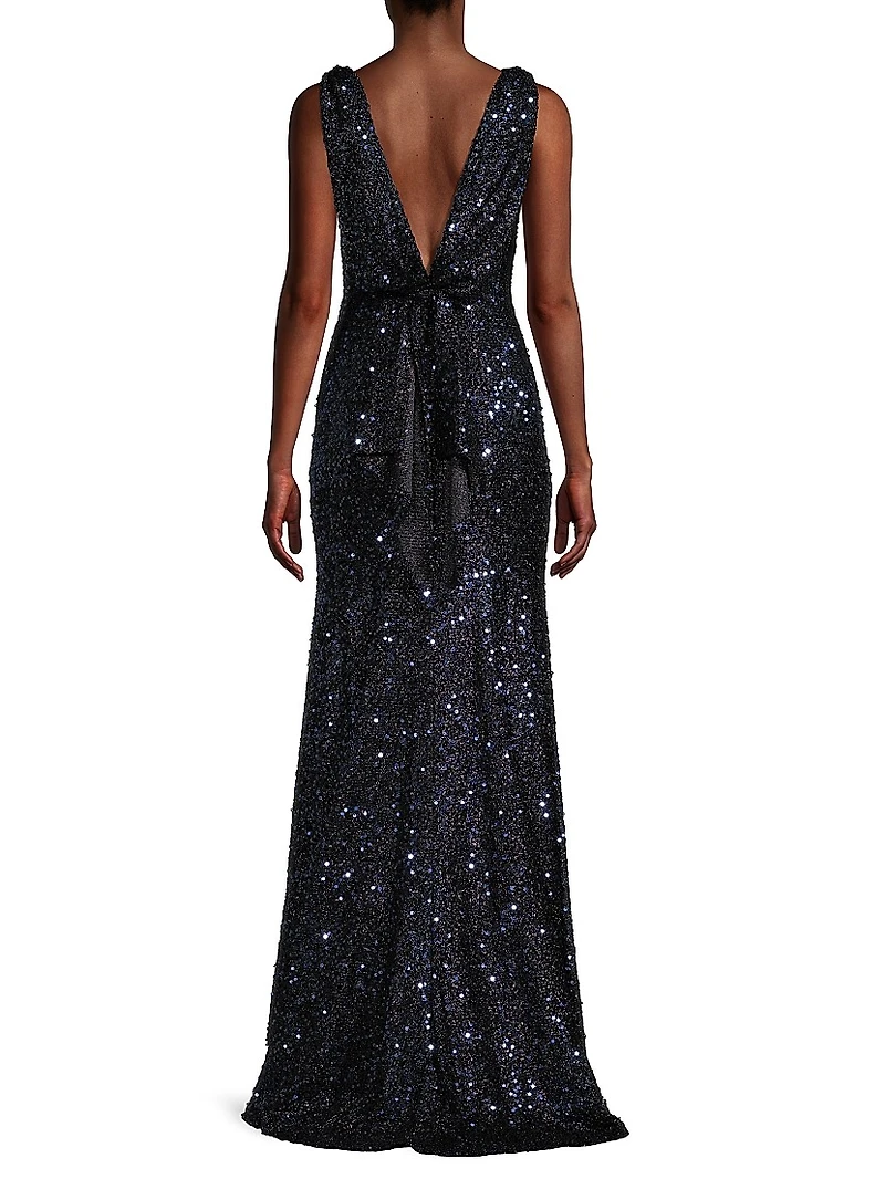 Sequin Sleeveless Sheath Gown