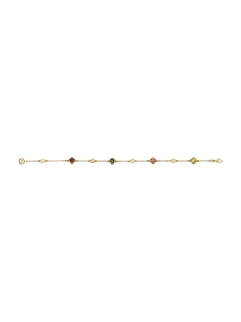 18K Yellow Gold & Multicolor Gemstone Interlocking G Bracelet