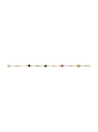 18K Yellow Gold & Multicolor Gemstone Interlocking G Bracelet