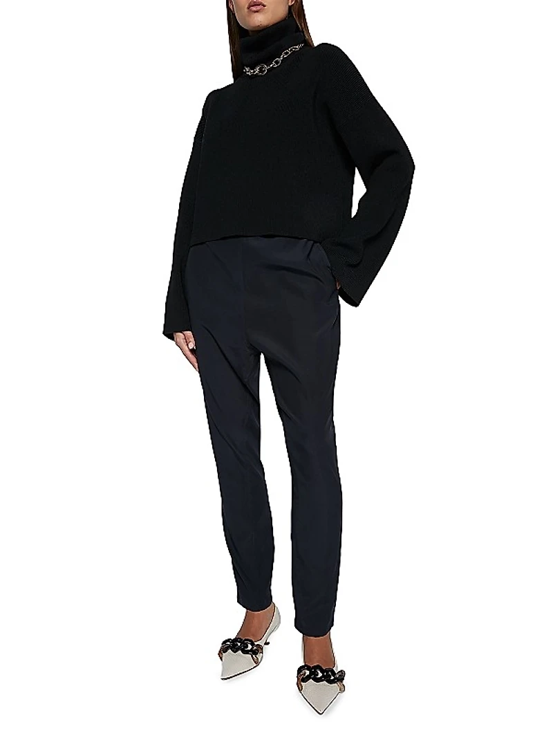 Stretch Silk Dropped Crotch Pants