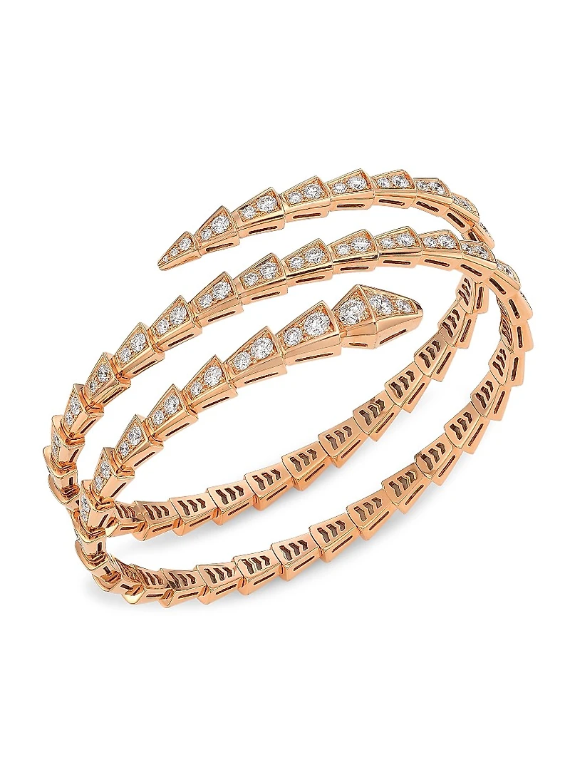 Serpenti Viper 18K Rose Gold & Diamond Bangle Bracelet