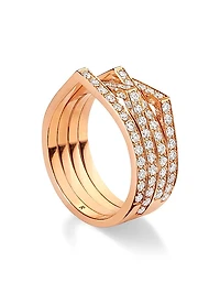 Antifer 18K Rose Gold & Pavé Diamond 4-Row Ring