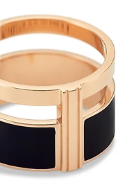 Berber 18K Rose Gold & Navy Lacquer 2-Row Ring