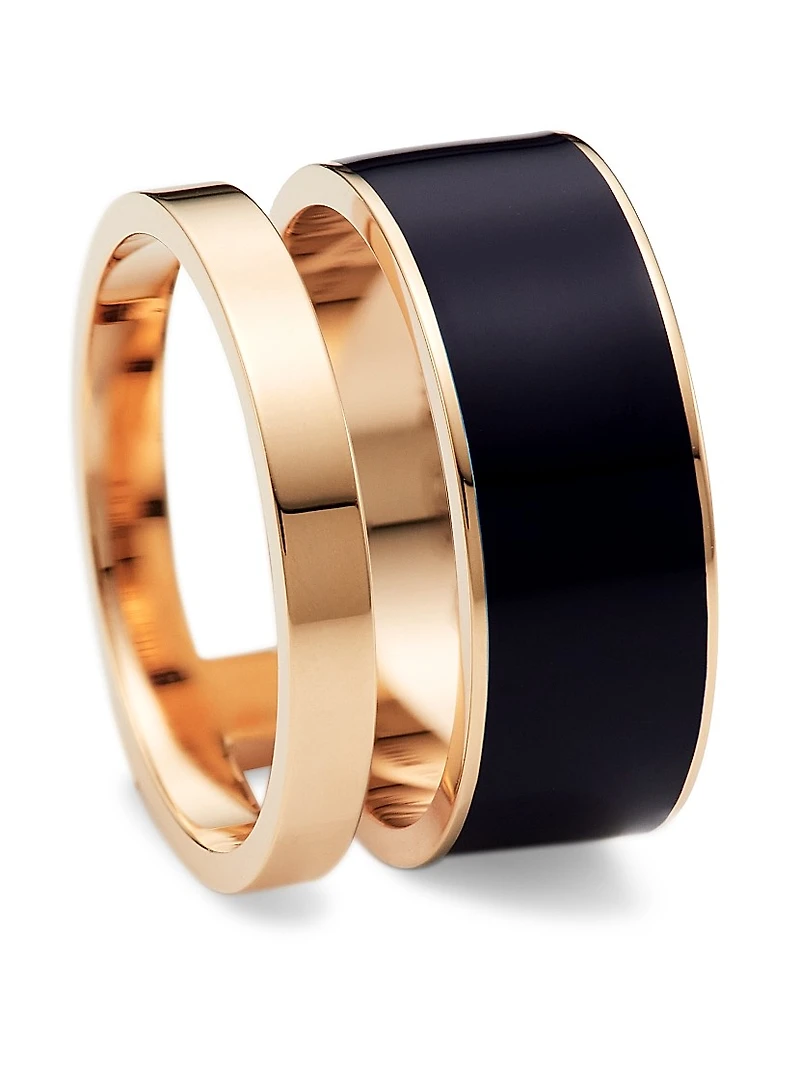 Berber 18K Rose Gold & Navy Lacquer 2-Row Ring