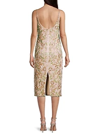 Floral Beaded Cocktail Sheath Dress