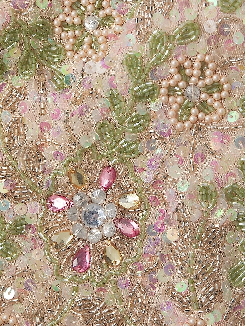 Floral Beaded Cocktail Sheath Dress